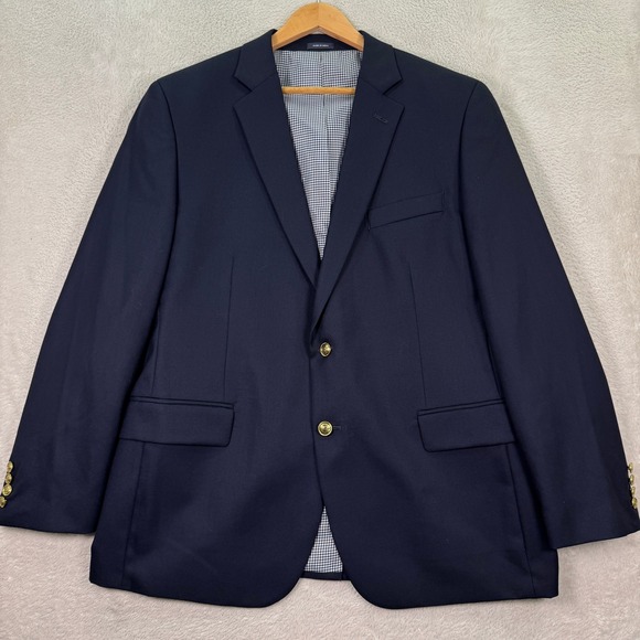 NEW Stafford Executive Mens 44R Classic Fit Blazer Navy 100% Wool Sport Coat - Picture 1 of 15